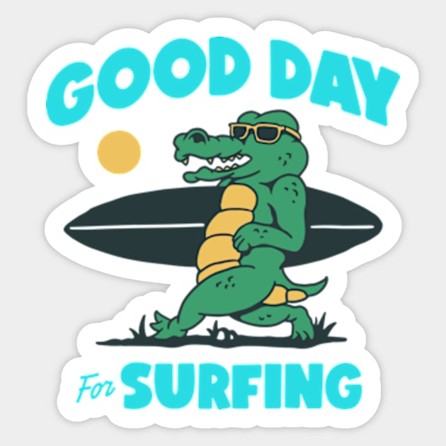 surfing  cocodrile Sticker by myvintagespace